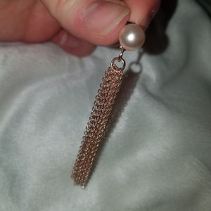 Two pairs of faux pearl fringe earrings